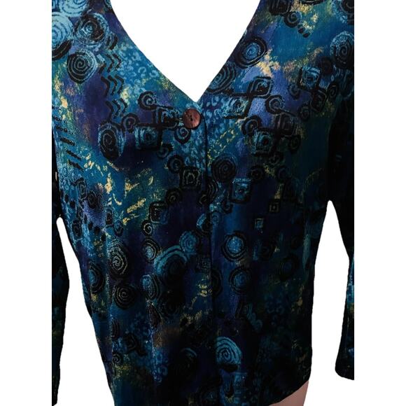 Chicos Travelers Women’s Size 2 Whimsagoth Abstract Business Geometric Y2K Artsy - Picture 2 of 11